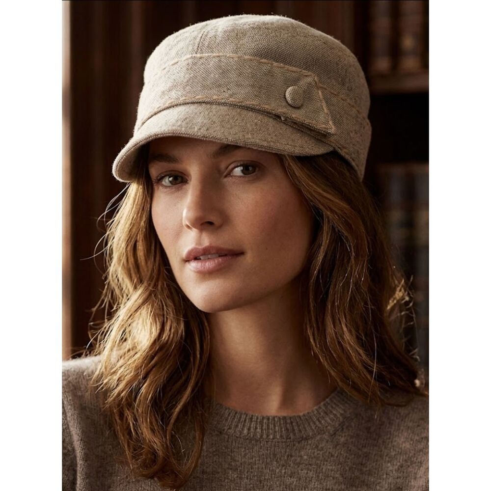 Statement Tan Tweed Cloche Hat OS Preppy Cottagecore Structured Retro Classic